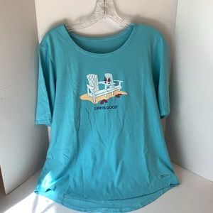 Life Is Good Short Sleeve Shirt Blue Size Medium
